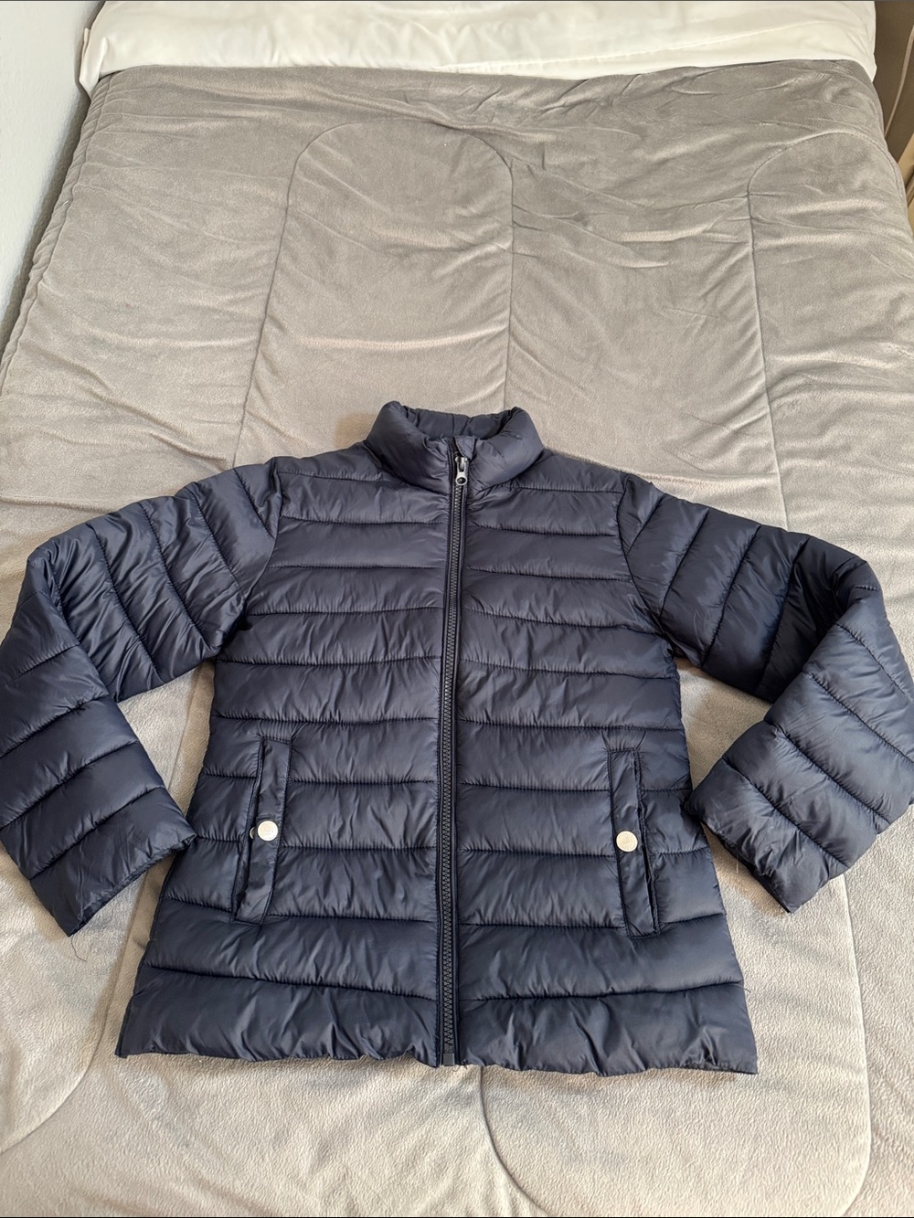 Mango girls equestrian style barn Navy Quilted Puffer Jacket Sz 10/140